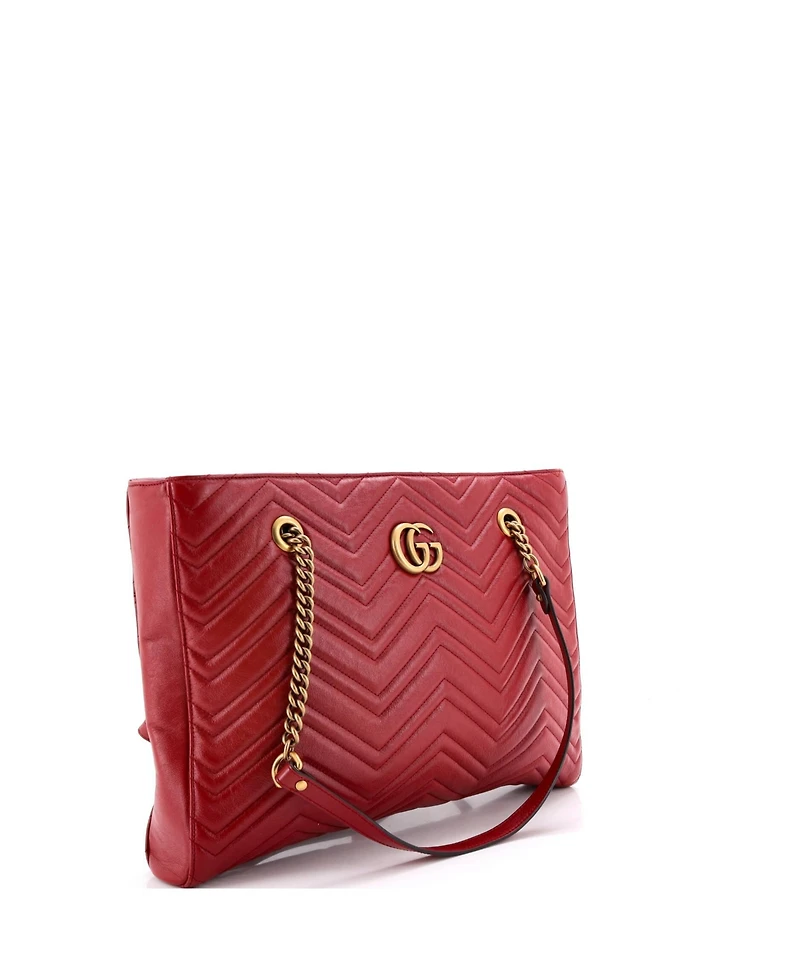 Pre-Owned Gucci Medium Gg Marmont Zip Tote Matelasse Leather
