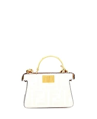 Pre-Owned Fendi Nano Maxi Handle Peekaboo Bag Zucca Coated Canvas with Inlay Leather