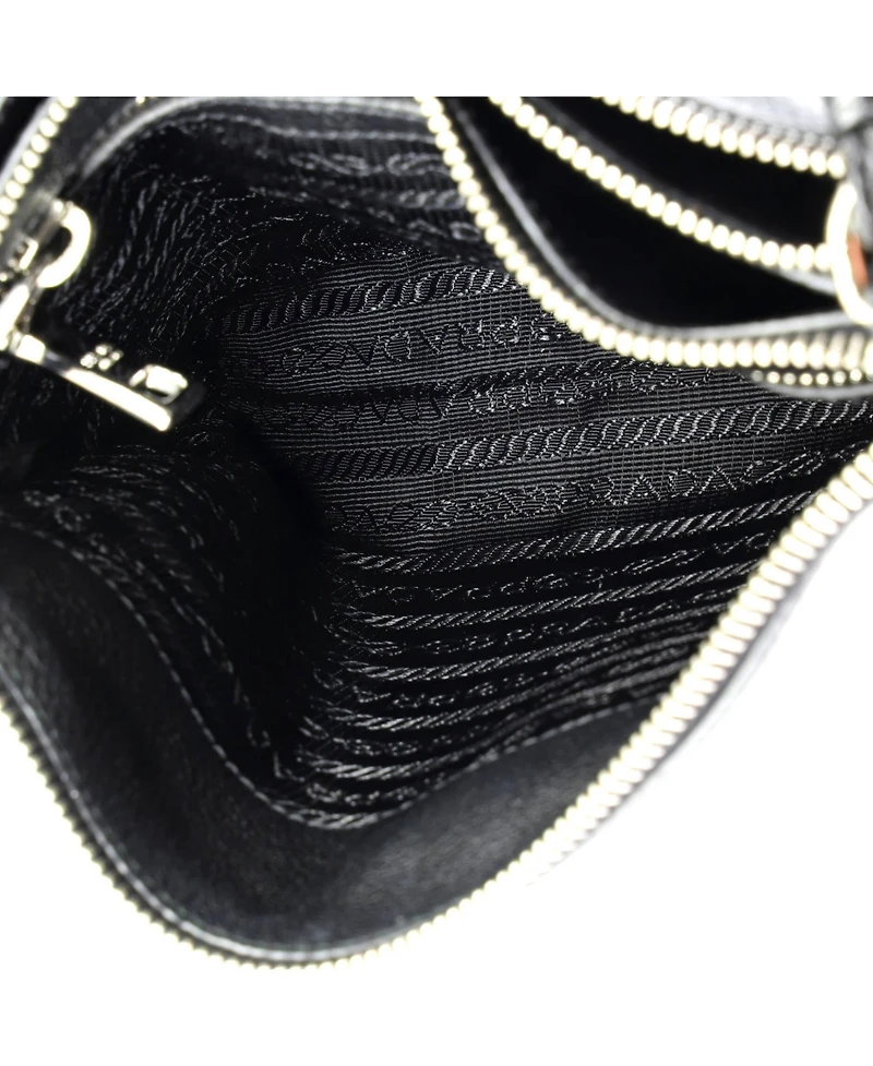 Pre-Owned Prada Small Double Zip Crossbody Bag Vitello Daino