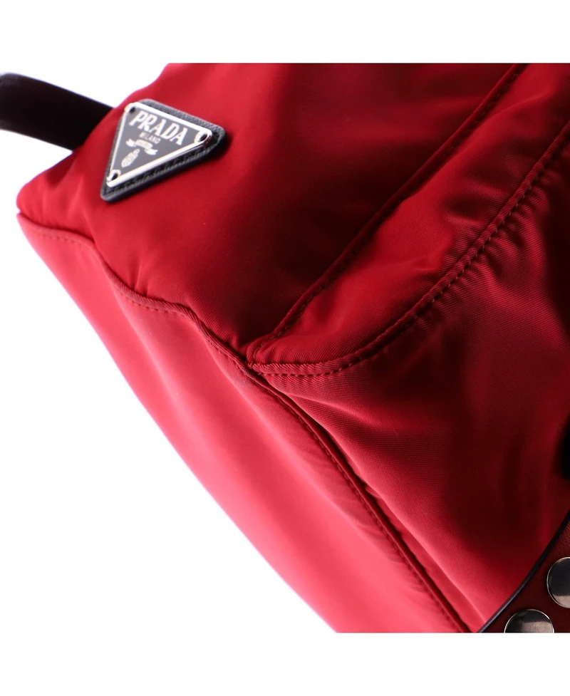 Pre-Owned Prada New Vela Backpack Tessuto with Studded Leather