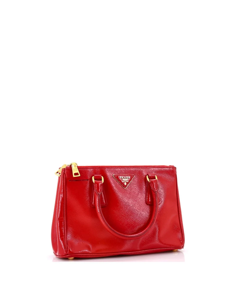 Pre-Owned Prada Mini Double Zip Lux Tote Vernice Saffiano Leather