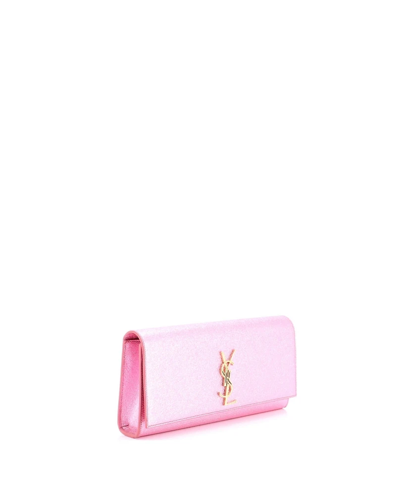 Pre-Owned Saint Laurent Long Classic Monogram Clutch Metallic Calfskin