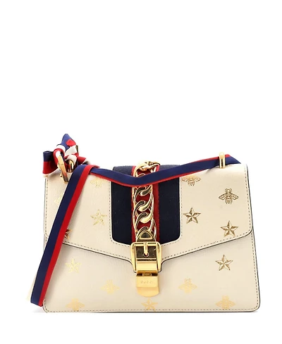Pre-Owned Gucci Small Sylvie Shoulder Bag Printed Leather