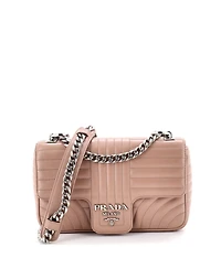 Pre-Owned Prada Medium Chain Flap Shoulder Bag Diagramme Quilted Leather