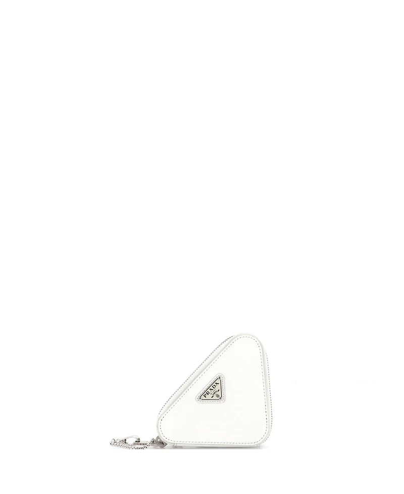 Pre-Owned Prada Mini Triangle Pouch Bag with Chain Brushed Leather
