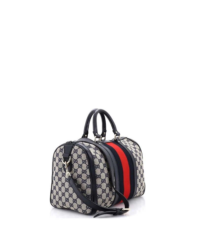 Pre-Owned Gucci Medium Vintage Web Boston Bag Gg Canvas