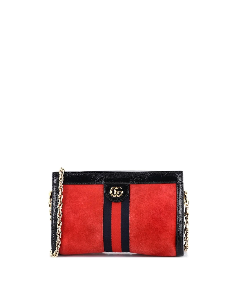 Pre-Owned Gucci Small Ophidia Chain Shoulder Bag Suede