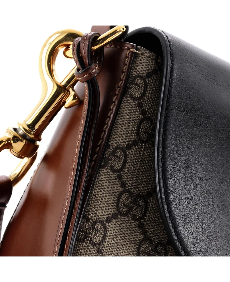 Pre-Owned Gucci Medium Padlock Saddle Shoulder Bag Gg Coated Canvas and Leather