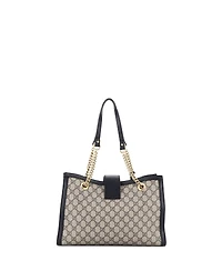 Pre-Owned Gucci Medium Padlock Chain Tote Gg Coated Canvas with Leather