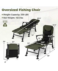 Sugift Oversized Foldable Fishing Chair with Detachable Footrest