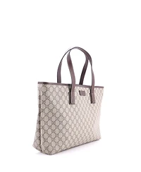 Pre-Owned Gucci Medium Plus Tote Gg Coated Canvas with Leather