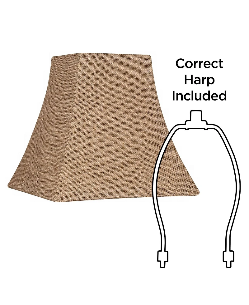 Springcrest Burlap Small Square Lamp Shade 5.25" Top x 10" Bottom x 9.5" Slant x 9" High (Spider) Replacement with Harp and Finial