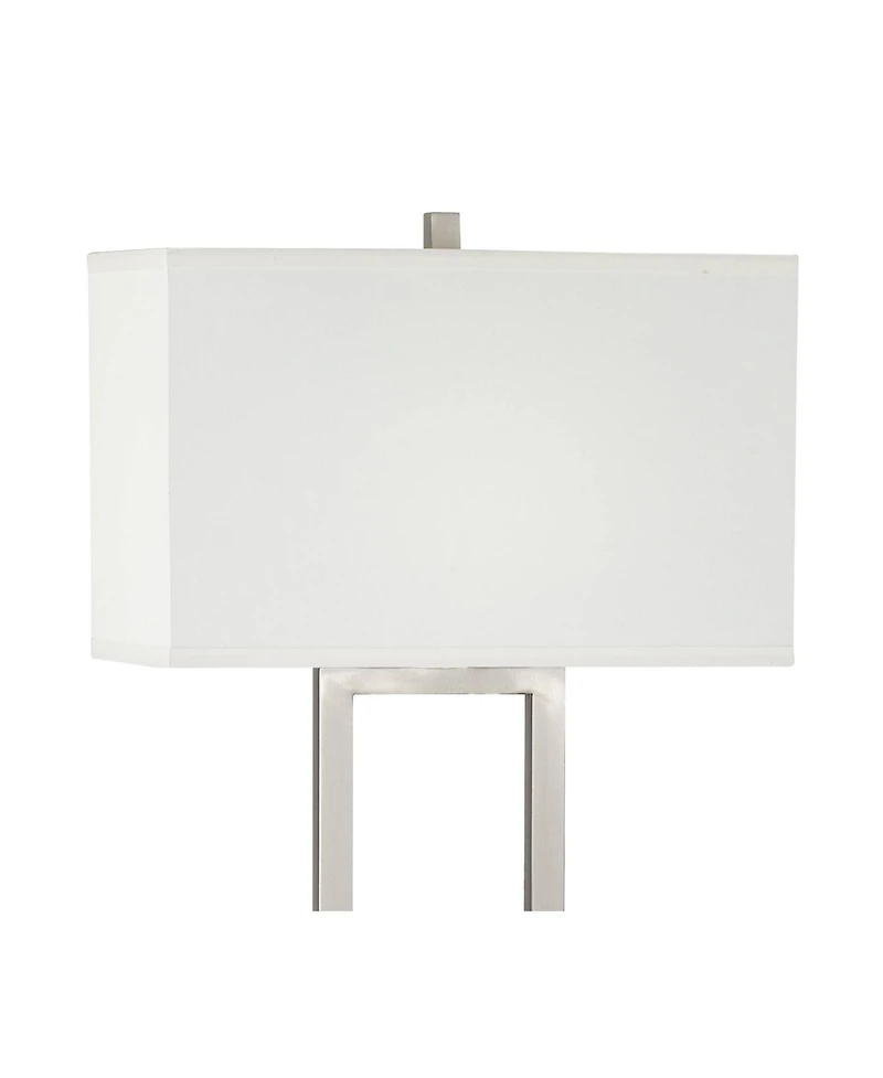 Possini Euro Design Duarte Modern 61" Tall Standing Floor Lamp Open Column Silver Metal Satin Nickel Finish Living Room Bedroom