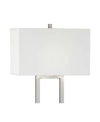 Possini Euro Design Duarte Modern 61" Tall Standing Floor Lamp Open Column Silver Metal Satin Nickel Finish Living Room Bedroom
