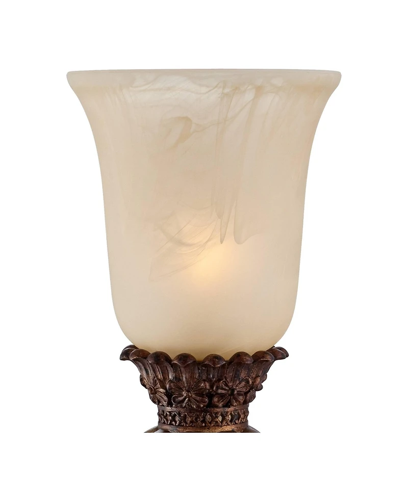 Regency Hill Traditional Uplight Accent Table Lamps 23 1/4" High Set of 2 Light Gold Alabaster Glass Shade for Living Room Bedroom