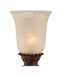 Regency Hill Traditional Uplight Accent Table Lamps 23 1/4" High Set of 2 Light Gold Alabaster Glass Shade for Living Room Bedroom