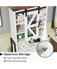 Yigii Adjustable Shelves Over Toilet Cabinet with Barn Door