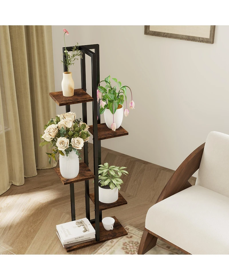 Sugift Three Piece Tall Wood Plant Stand Set with Multi Tier Design