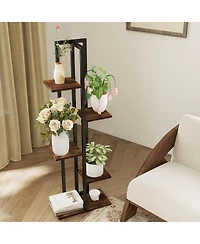 Sugift Three Piece Tall Wood Plant Stand Set with Multi Tier Design