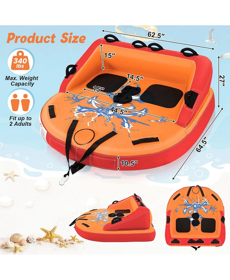 Hongge 2 Person Inflatable Towable Tubes for Boating.
