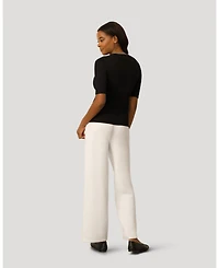 Cable & Gauge Women's Elbow Sleeve Pick Stitch Trim Sweater