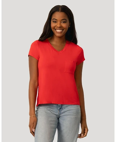 Cable & Gauge Women's V neck Patch Pocket Tee