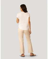 Cable & Gauge Women's Embroidered Henley Crinkle Tee