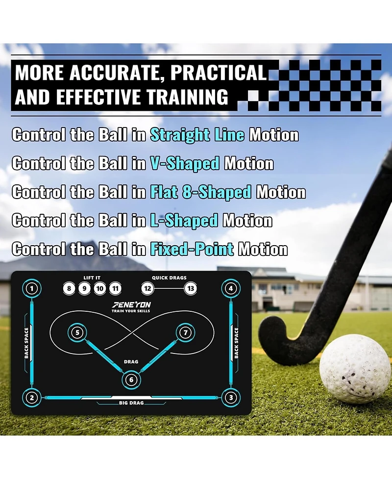 peneyon Hockey Training Mat | Indoor/Outdoor Field Hockey Equipment for All Ages,Anti-Slip and Quiet Surface,The for Hockey Training Enthusiasts