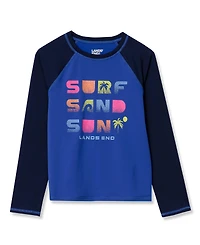 Lands' End Girls Slim Chlorine Resistant Long Sleeve Crew Neck Rash Guard Swimwear