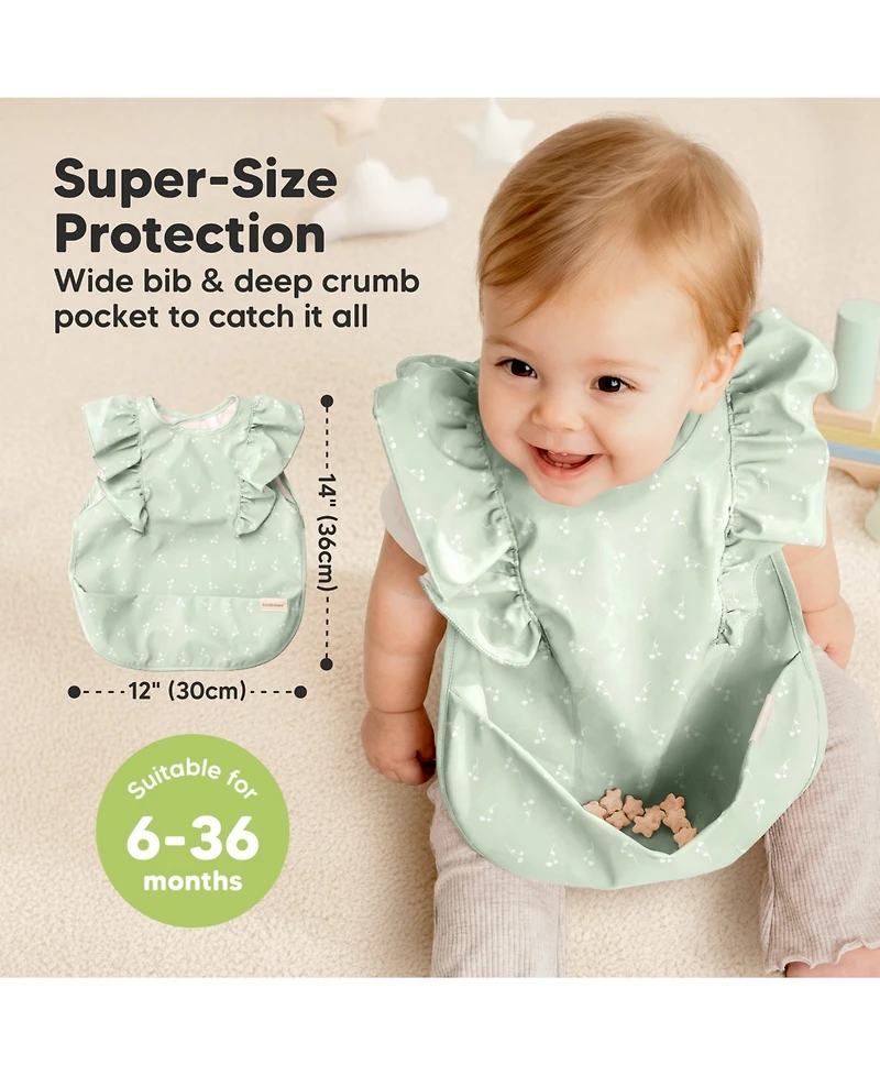 KeaBabies 2-Pack Fae Waterproof Bibs for Baby Girl, Boy - Large Eating, Infant Feeding Essentials, Lightweight, Cute