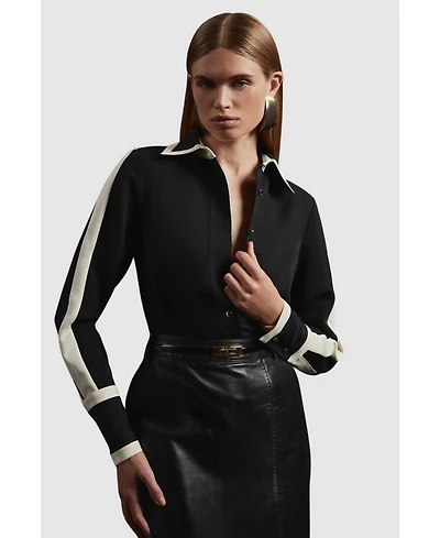 Karen Millen Women's Colour Block Twill Woven Shirt