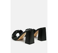 Womens Noie Ruched Strap Block Heel Sandals