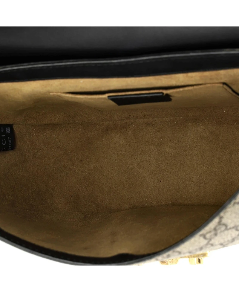 Pre-Owned Gucci Medium Padlock Saddle Shoulder Bag Gg Coated Canvas and Leather