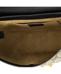 Pre-Owned Gucci Medium Padlock Saddle Shoulder Bag Gg Coated Canvas and Leather