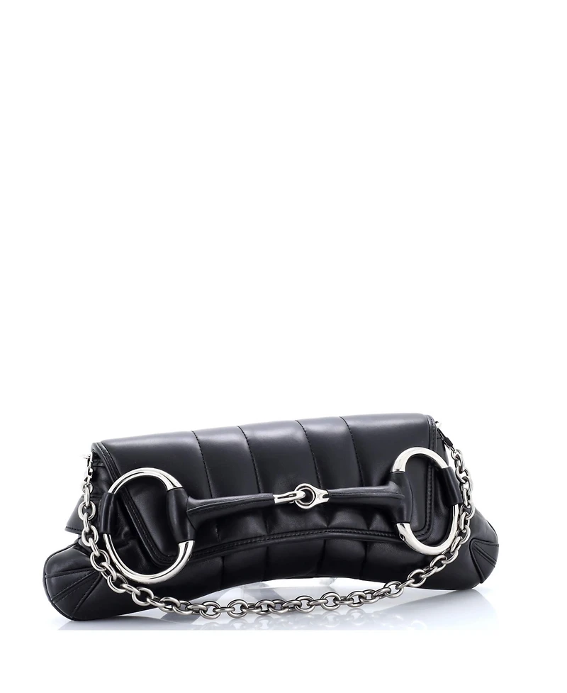 Pre-Owned Gucci Horsebit Chain Shoulder Bag Vertical Quilted Leather