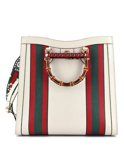 Pre-Owned Gucci Large Diana Nm Bamboo Handle Tote Printed Leather