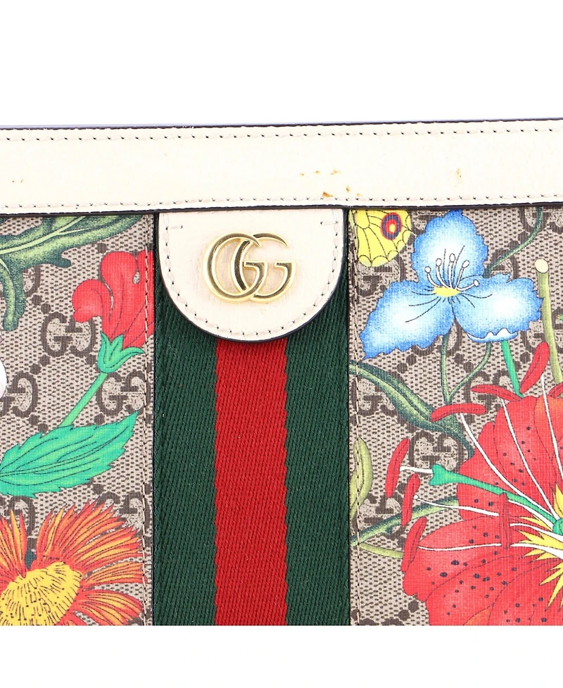 Pre-Owned Gucci Small Ophidia Chain Shoulder Bag Flora Gg Coated Canvas