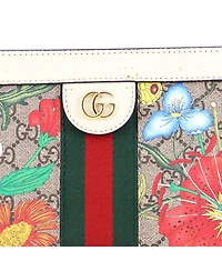 Pre-Owned Gucci Small Ophidia Chain Shoulder Bag Flora Gg Coated Canvas