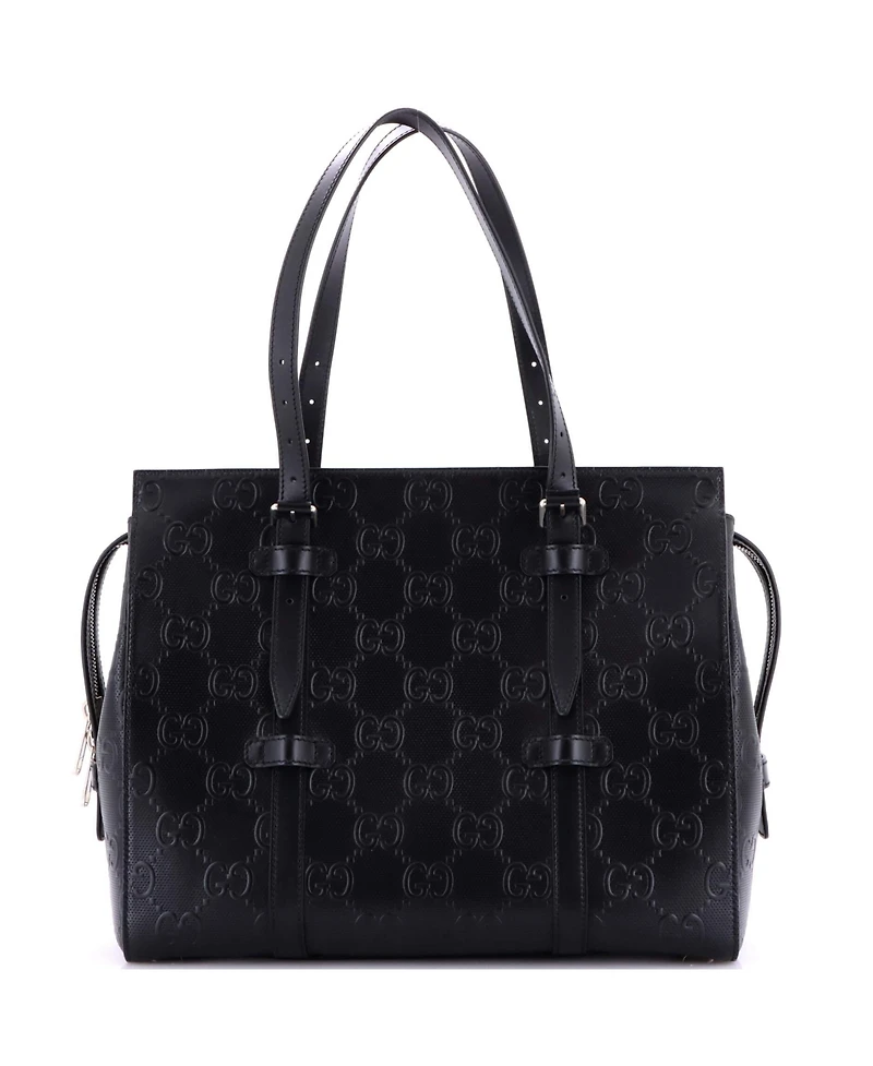 Pre-Owned Gucci Tote Bag Gg Embossed Perforated Leather