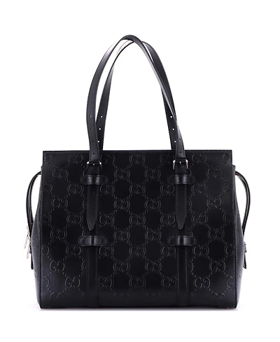 Pre-Owned Gucci Tote Bag Gg Embossed Perforated Leather