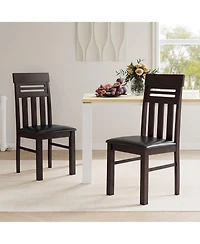 Gymax Dining Chairs Set of Pu Leather Farmhouse Side for Kitchen Living Room