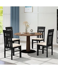 Gymax Dining Chairs Set of 4 Pu Leather Farmhouse Side for Kitchen Living Room