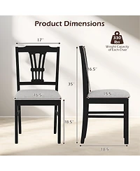 Gymax Wooden Dining Chairs Set of w/Rubber Wood Frame Hollowed Backrest for Kitchen