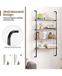 Sugift Industrial Four Tier Pipe Shelving with Metal Frame