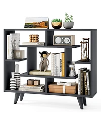 Sugift Geometric Storage Bookcase with Shelves and Anti Tipping Kit