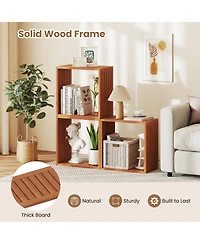 Sugift Solid Wood Cube Bookcase Stacking Storage with Open Design