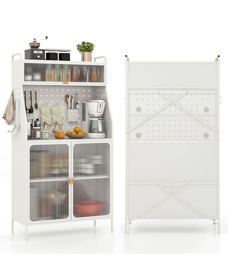 Sugift Five Tier Metal Bakers Rack with Flip Door and Pegboard