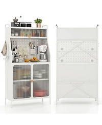 Sugift Five Tier Metal Bakers Rack with Flip Door and Pegboard