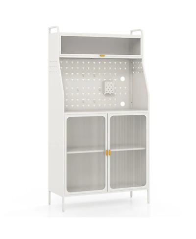Sugift Five Tier Metal Bakers Rack with Flip Door and Pegboard