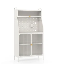 Sugift Five Tier Metal Bakers Rack with Flip Door and Pegboard